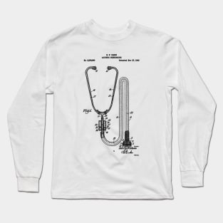 Stethoscope Patent Black Long Sleeve T-Shirt